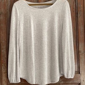 Loft Heather Gray Slight Balloon Sleeve Tunic Top Size S